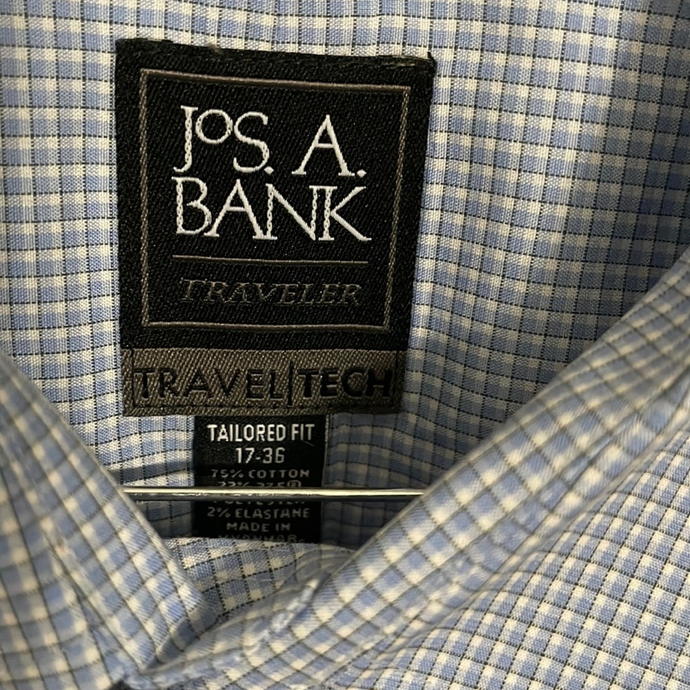Jos A Banks mens dress shirt. Button down collar, 17 x 36